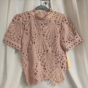 blush color lace shirt